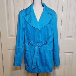 Donna Moore Jacket Coat Women's Blue Teal Belted M